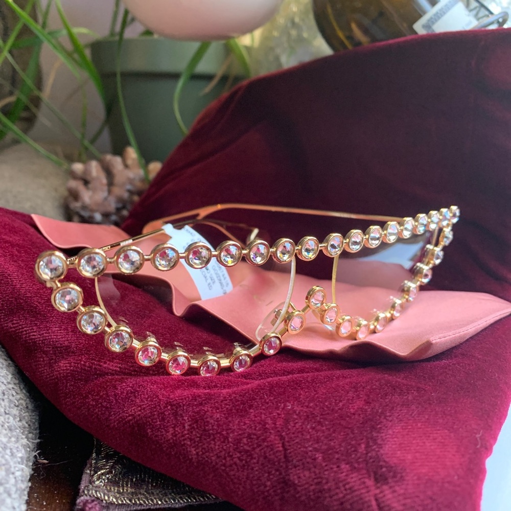 Auth.GUCCI HOLLYWOOD 60 Crystals cat Optical glasses
